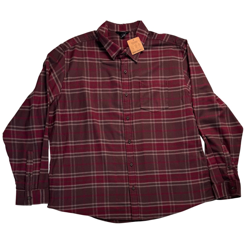 Eddie Bauer Field Flannel Flex 2.0 Shirt Loganberry Plaid‎ Mens XXL